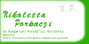 nikoletta porpaczi business card